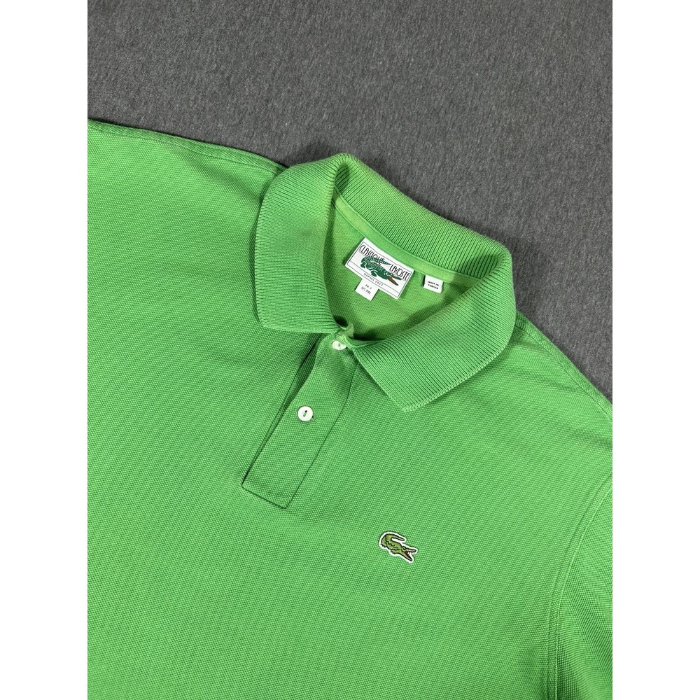 Lacoste Classique Mens Green Pique Polo Shirt Short Sleeve France Made 2XL